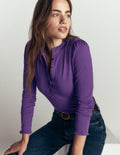 Supersoft Frill Henley Top-Calla Lilly Purple