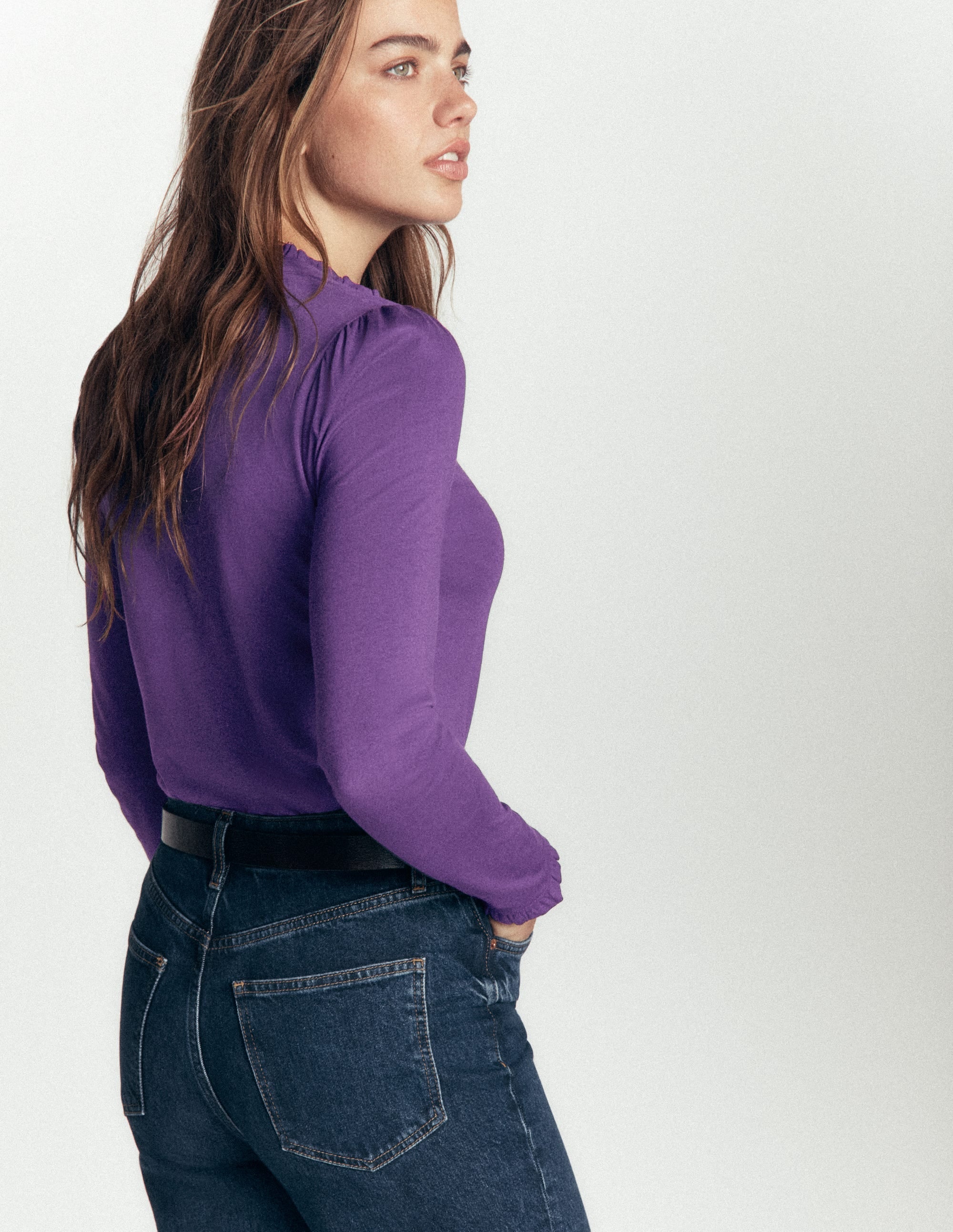 Supersoft Frill Henley Top-Calla Lilly Purple