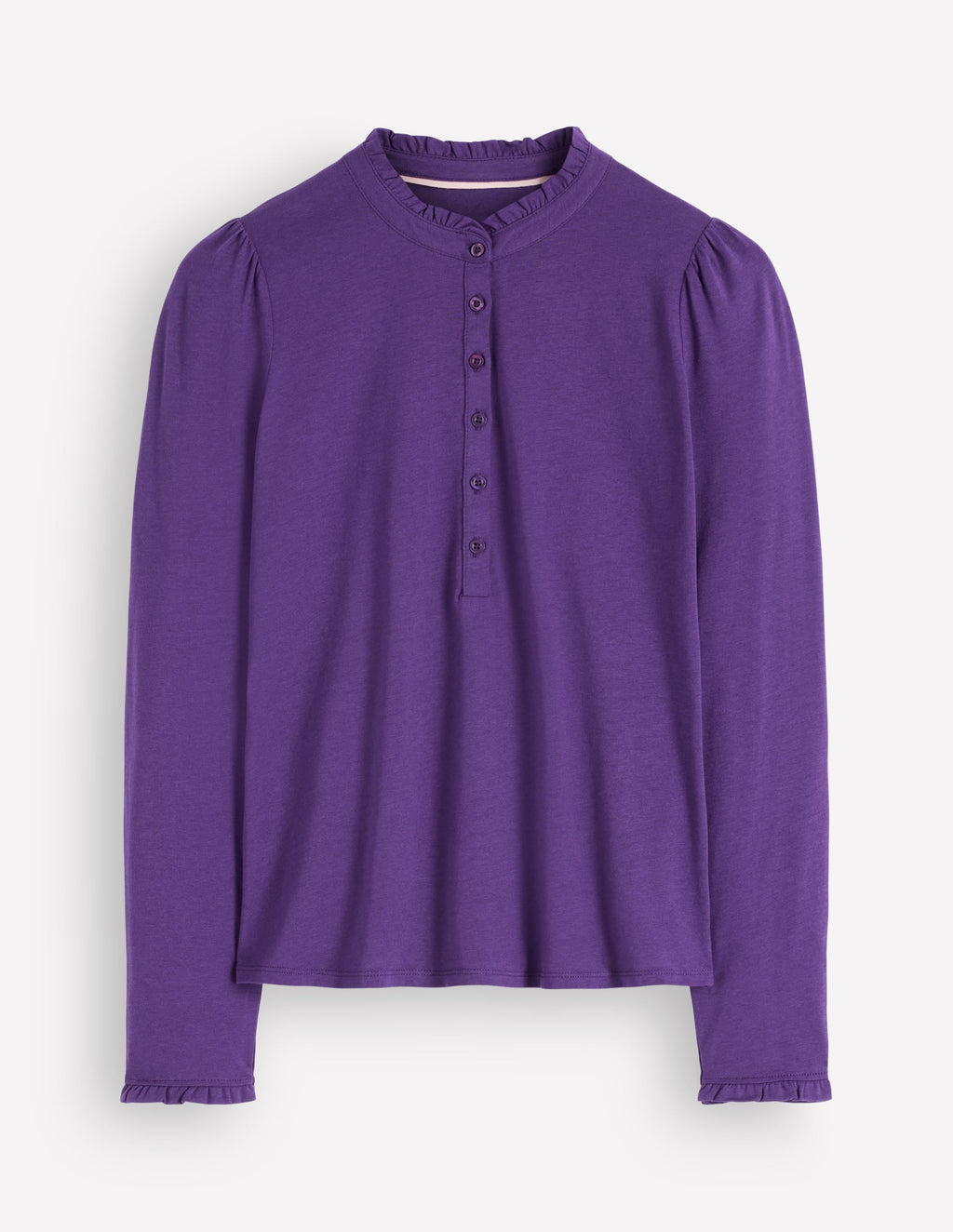 Supersoft Frill Henley Top-Calla Lilly Purple