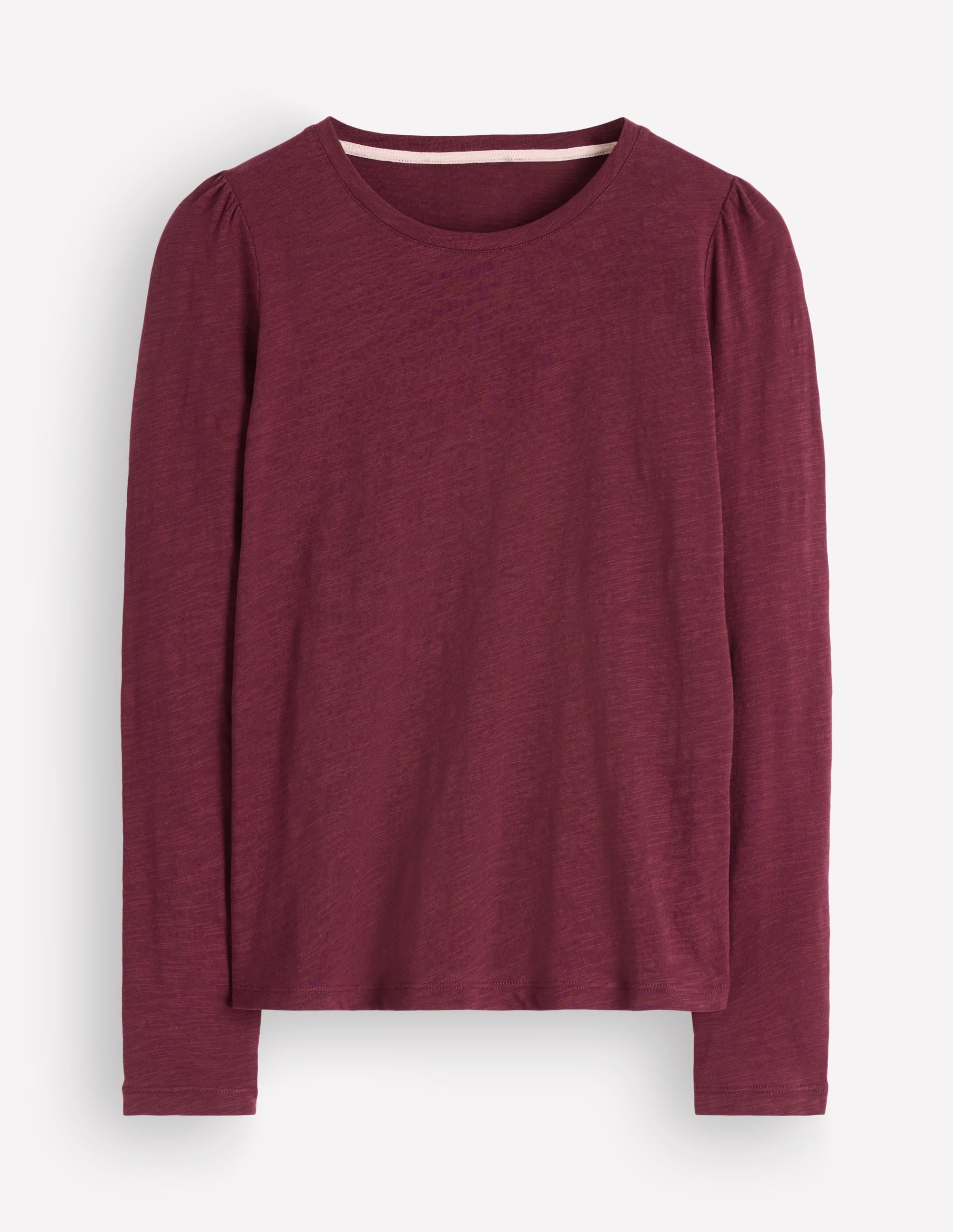 Cotton Crew Long Sleeve Top-Maroon Banner