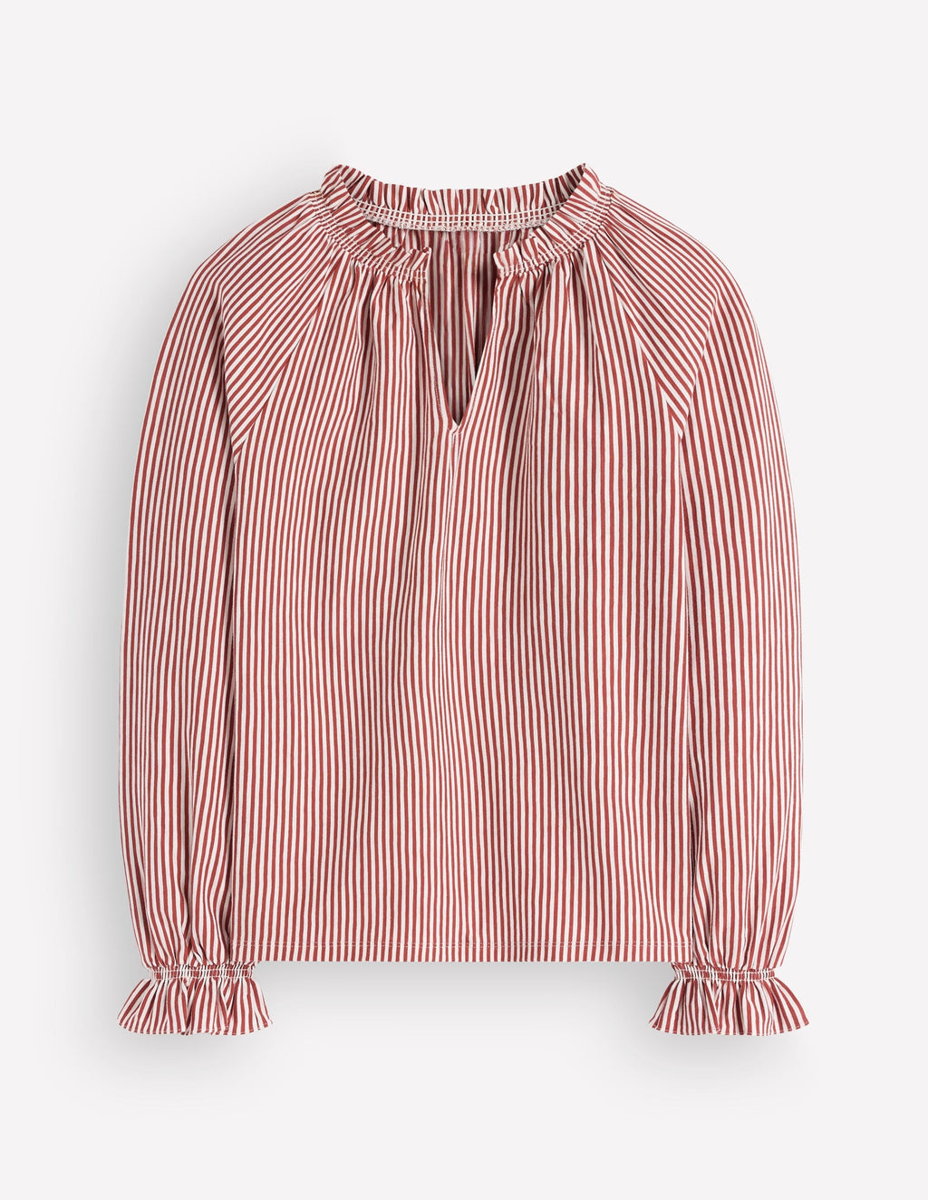 Ruffle Detail Top-Burnt Orange Stripe