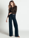 Puff Sleeve Mariner-Navy and Dijon Stripe