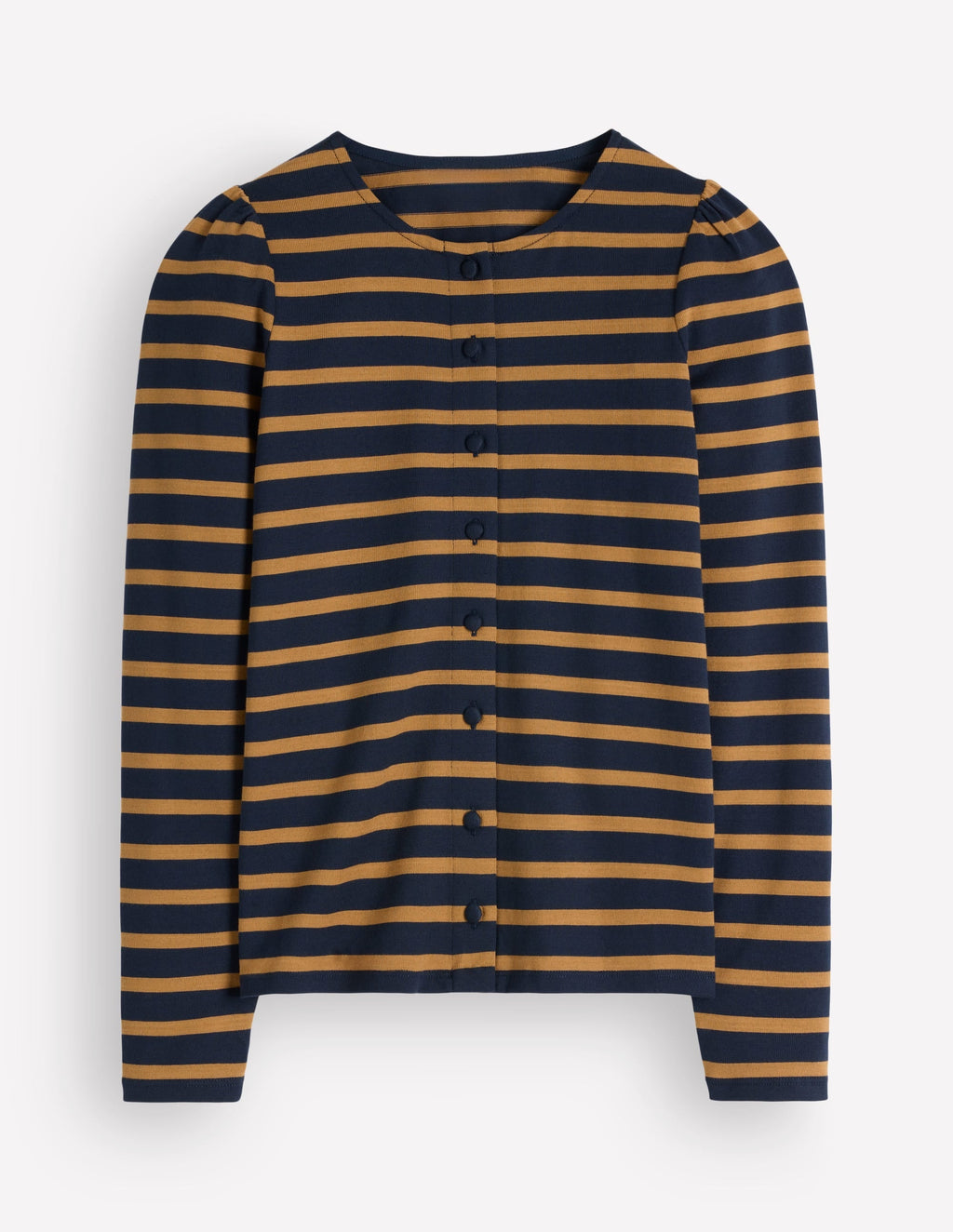 Puff Sleeve Mariner-Navy and Dijon Stripe