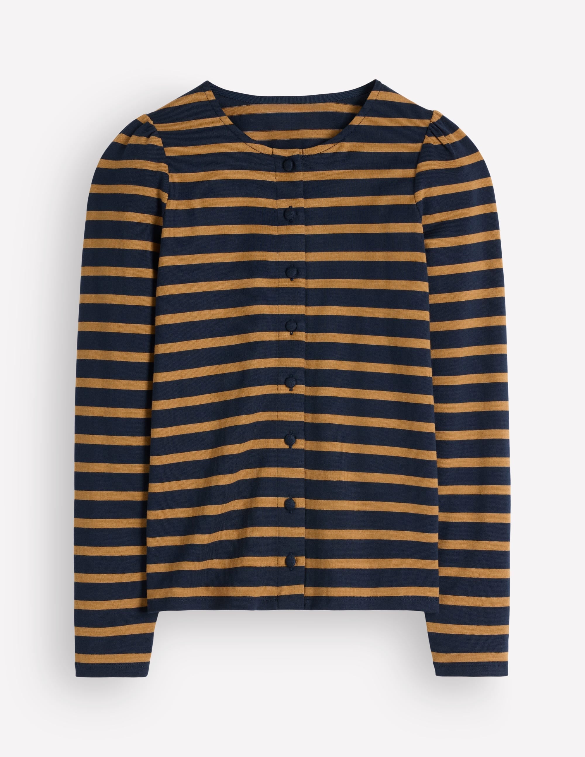 Puff Sleeve Mariner-Navy and Dijon Stripe