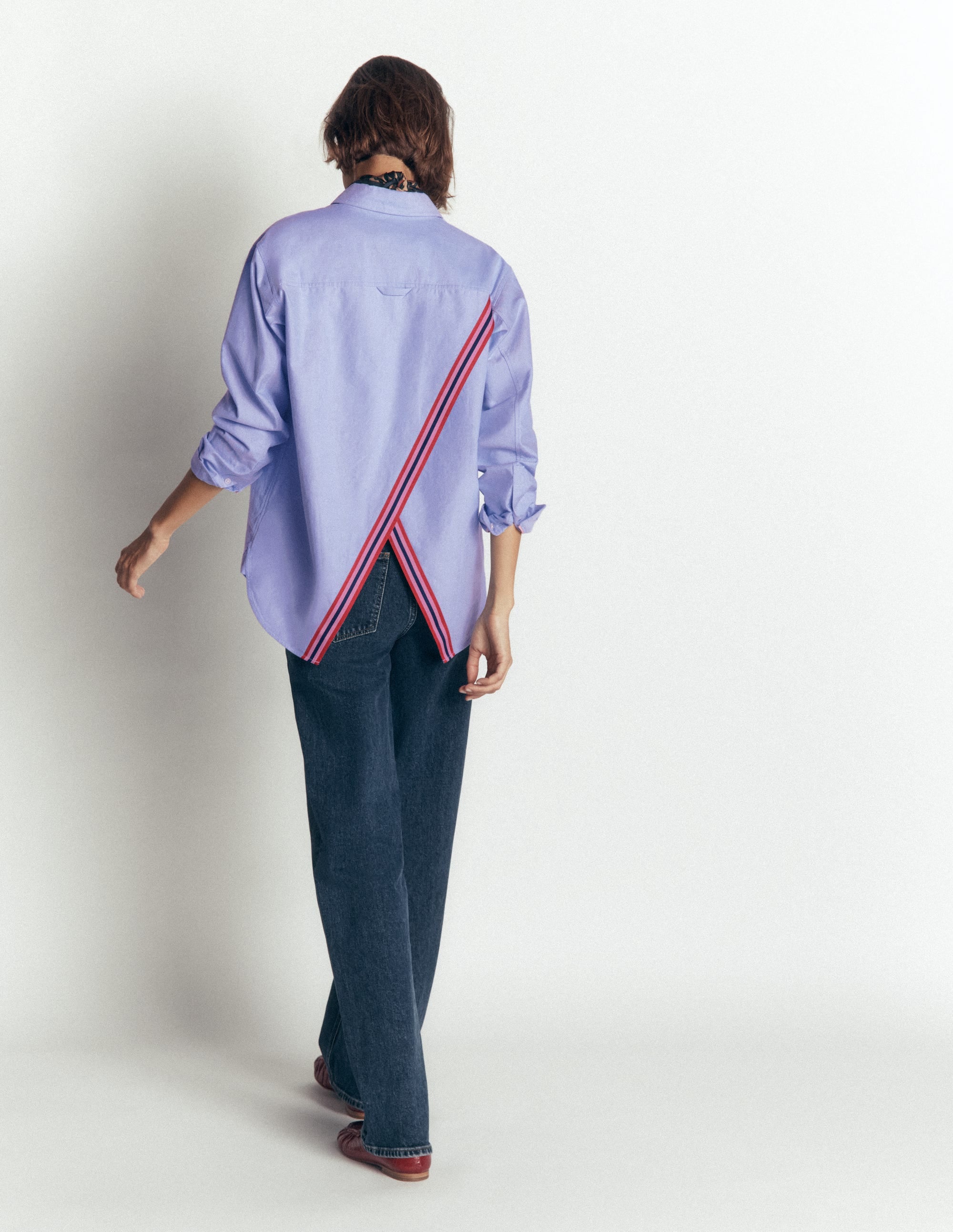 Relaxed Cotton Shirt-Blue Oxford, Trim Back