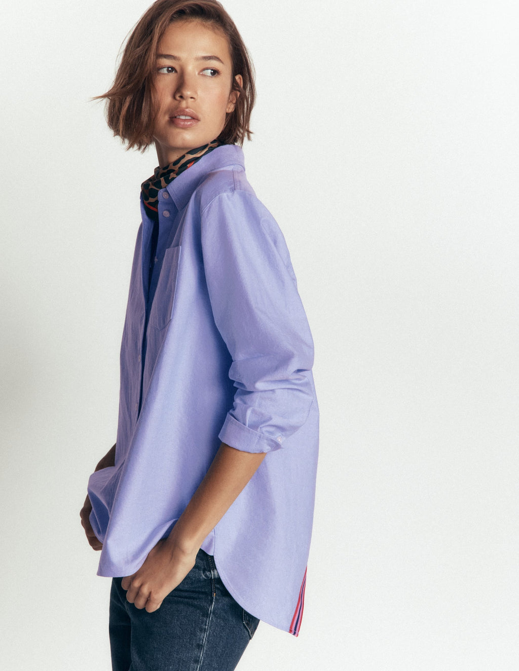 Relaxed Cotton Shirt-Blue Oxford, Trim Back