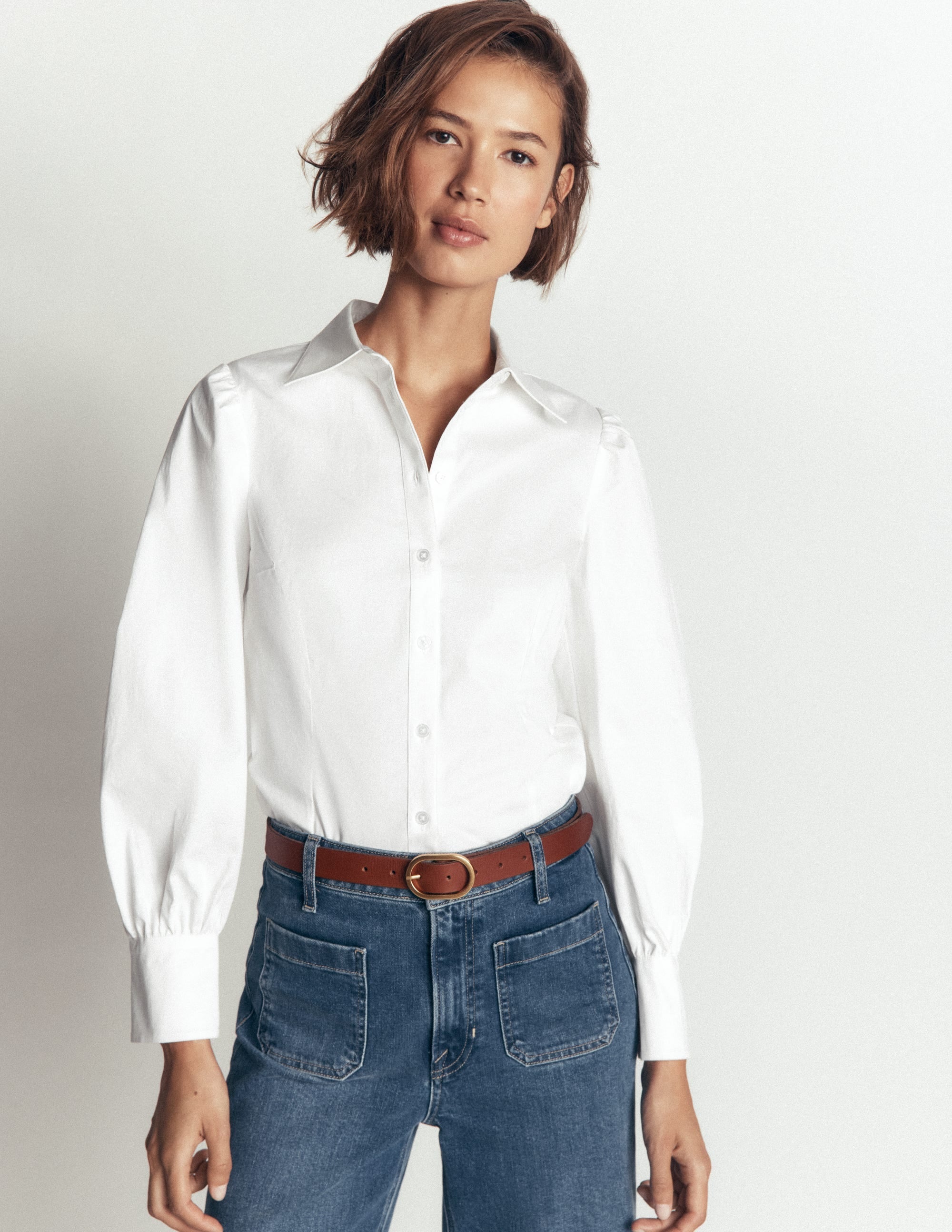Volume Sleeve Shirt-White