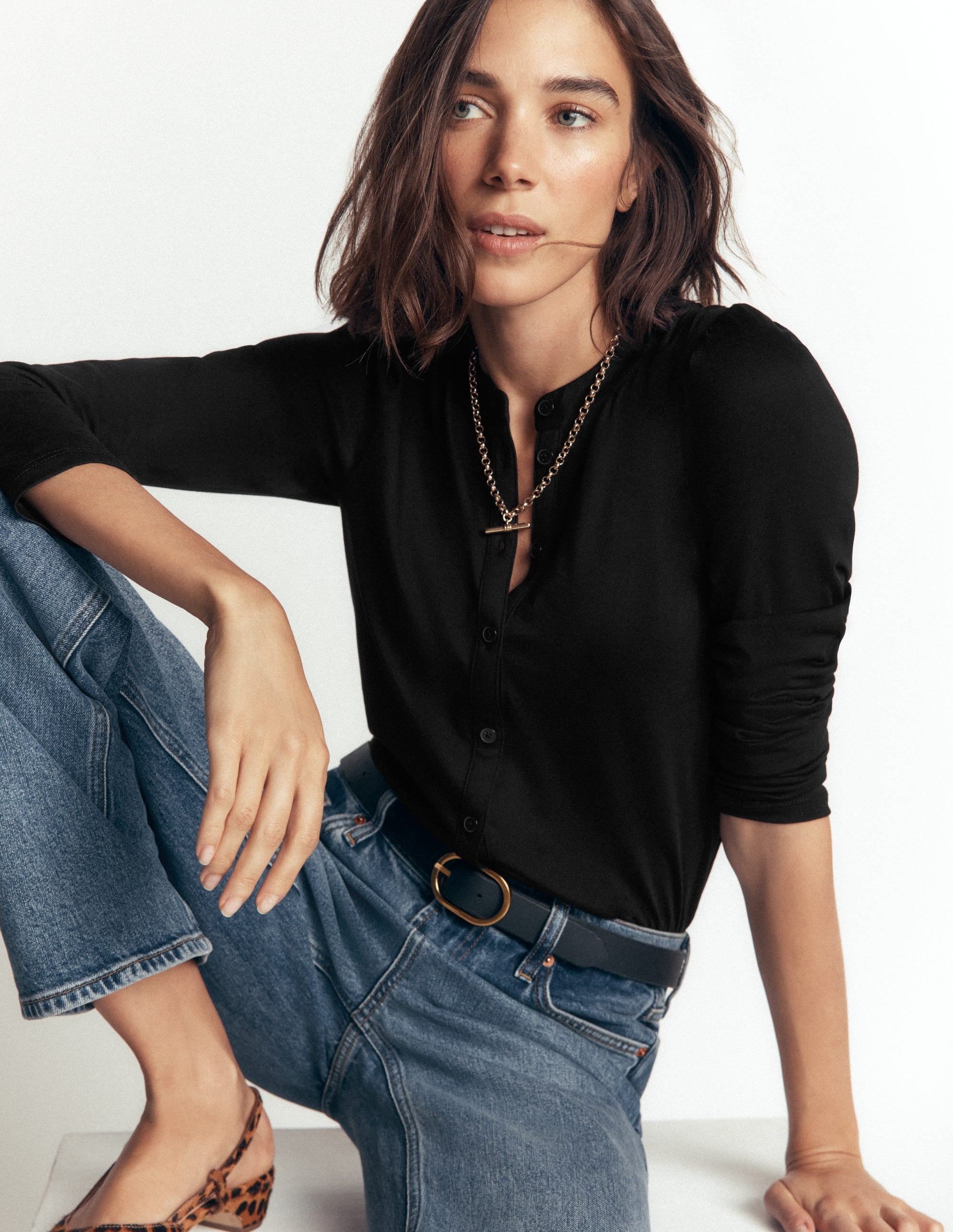 Supersoft Puff Sleeve Shirt-Black