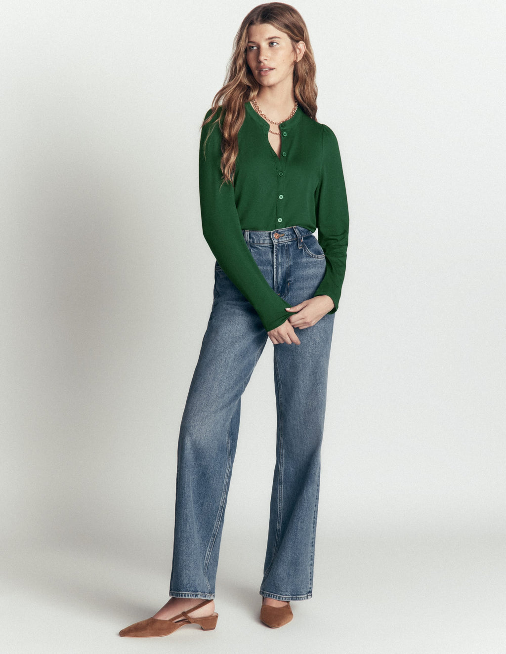Supersoft Puff Sleeve Shirt-Hunter Green