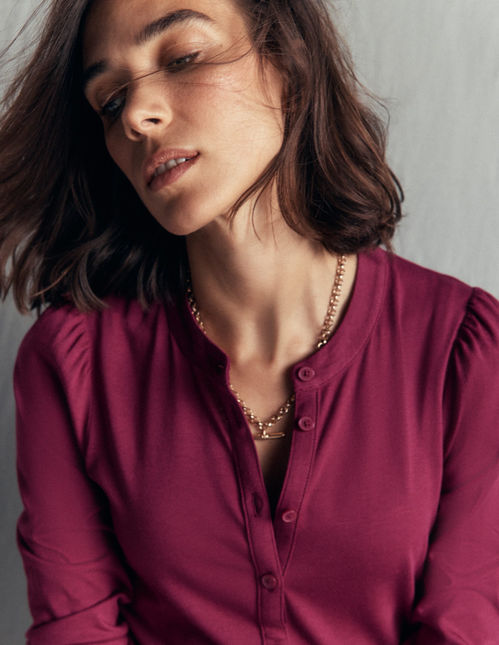 Supersoft Puff Sleeve Shirt-Beetroot Red