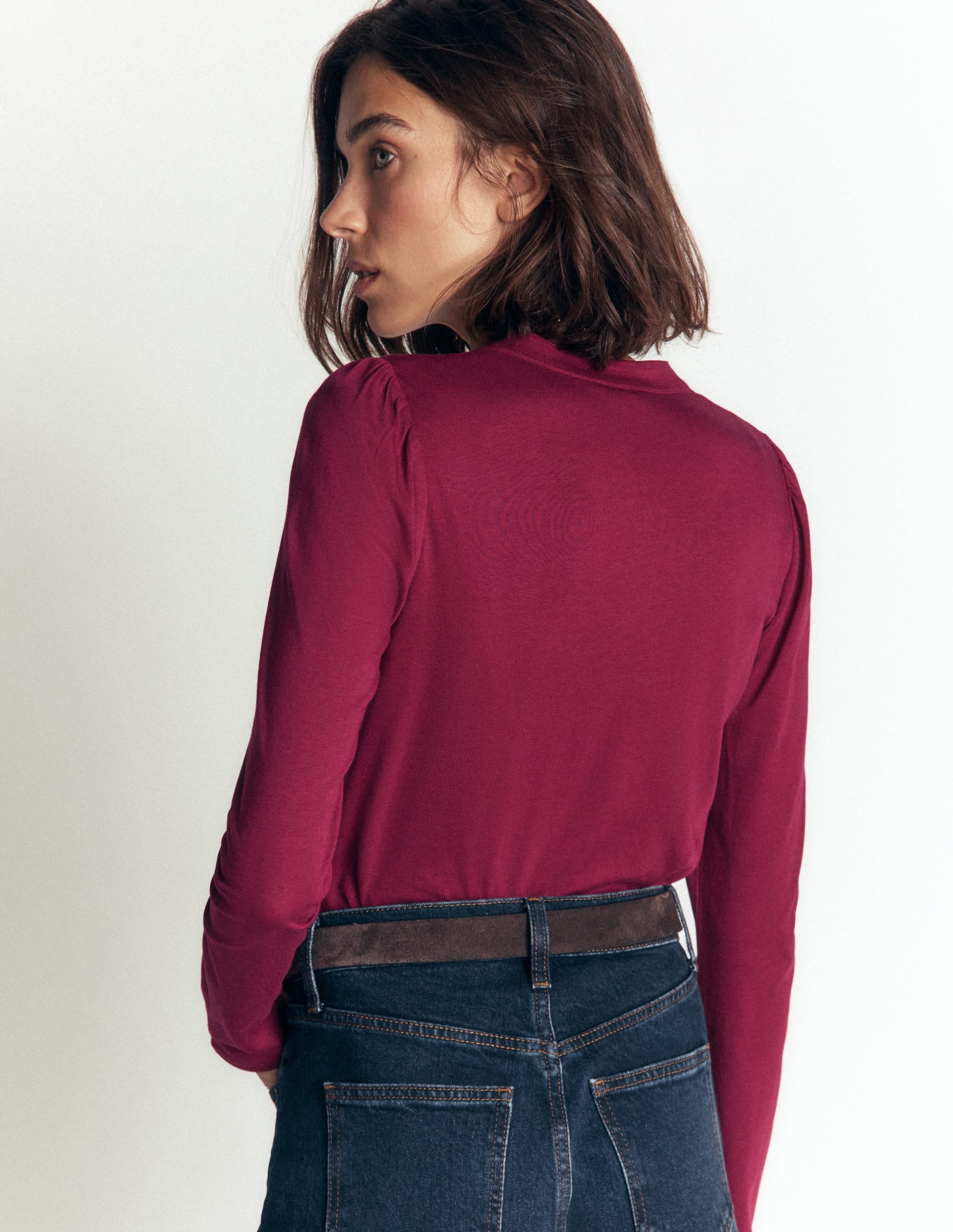 Supersoft Puff Sleeve Shirt-Beetroot Red