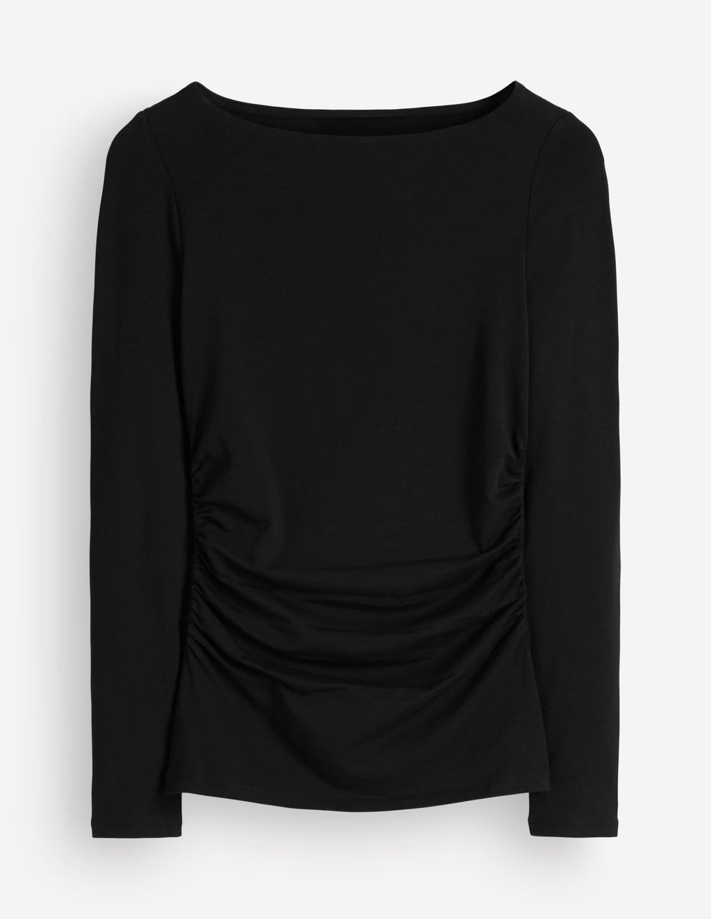 Ruched Long Sleeve Top-Black