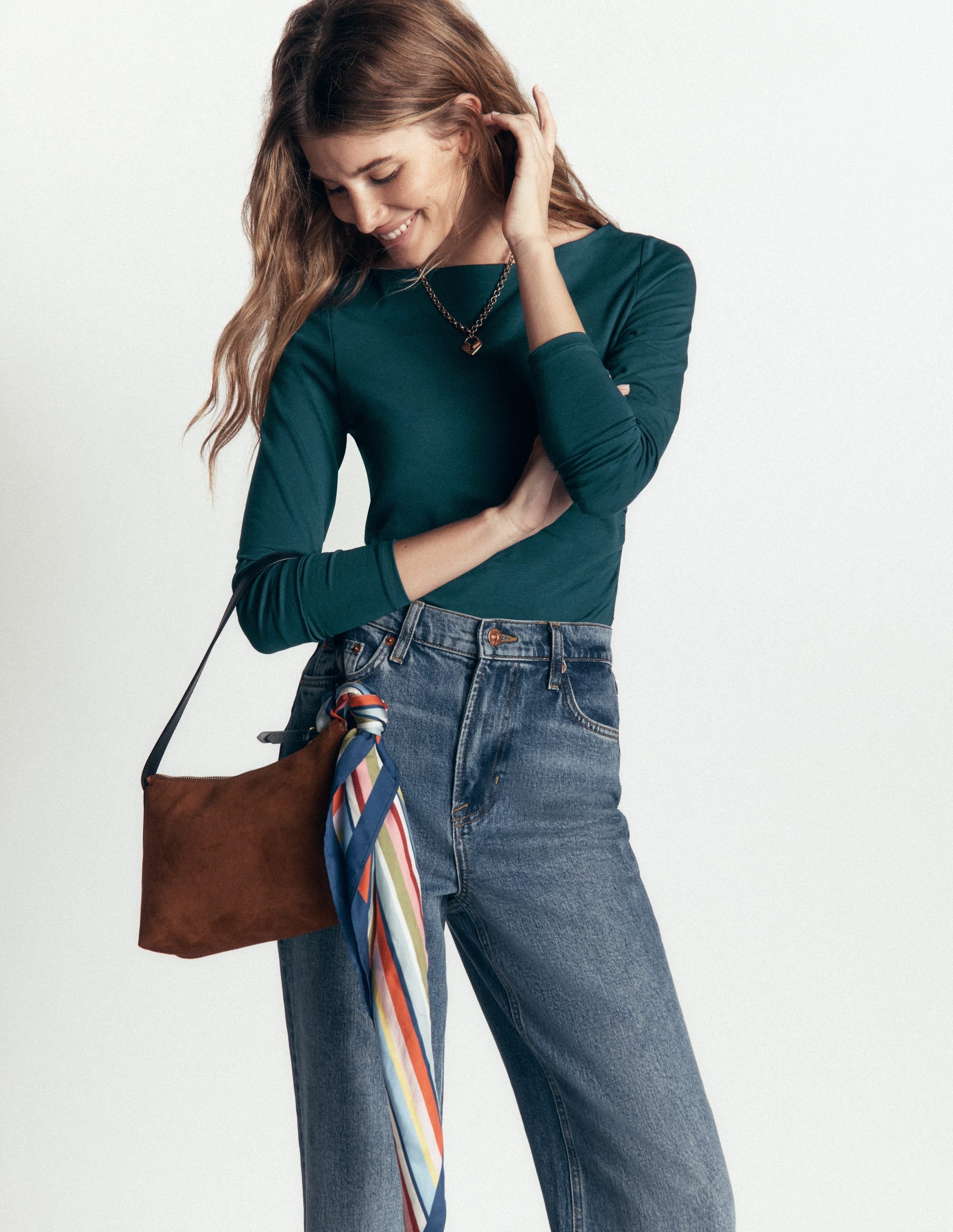 Ruched Long Sleeve Top-Midnight Teal