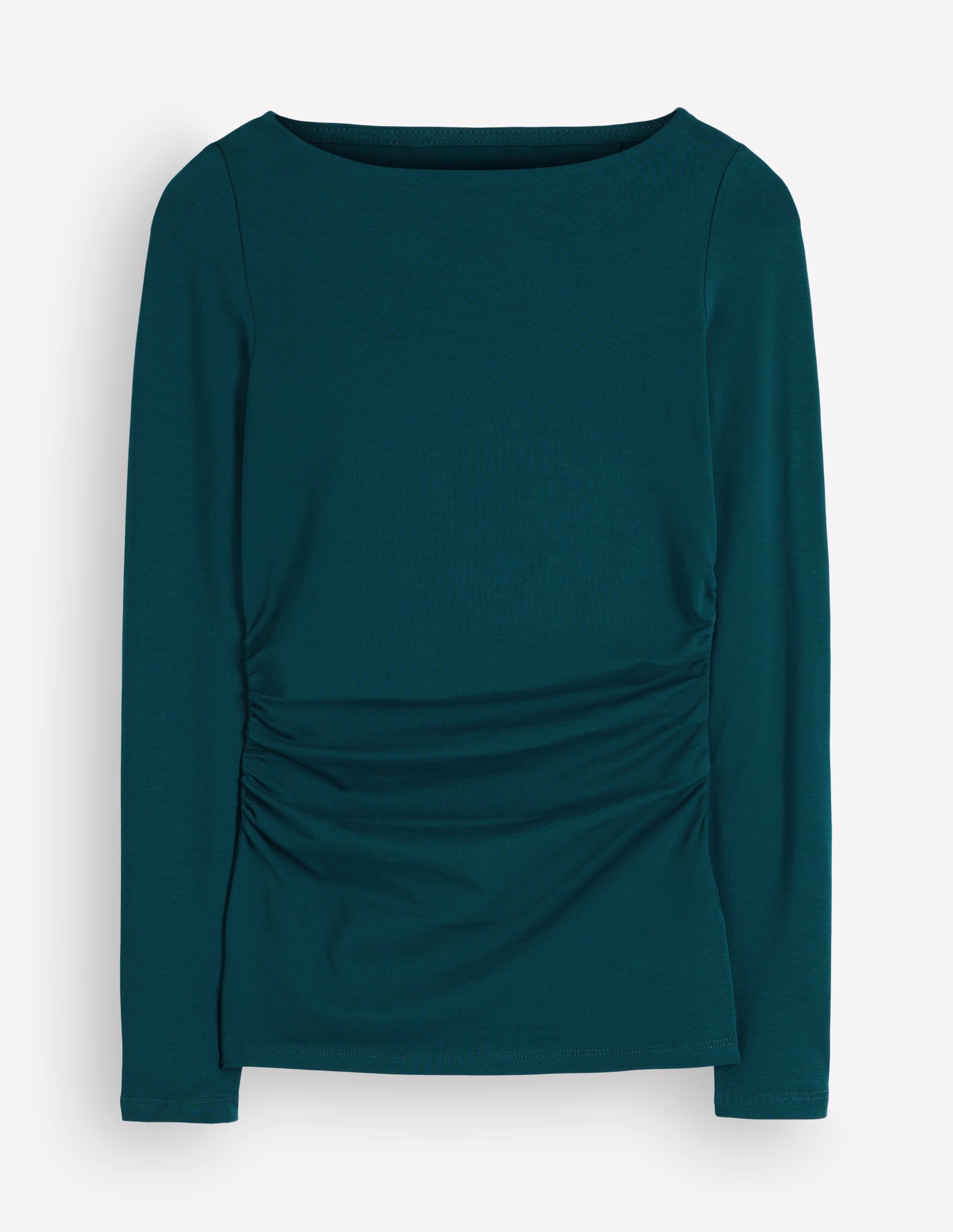 Ruched Long Sleeve Top-Midnight Teal