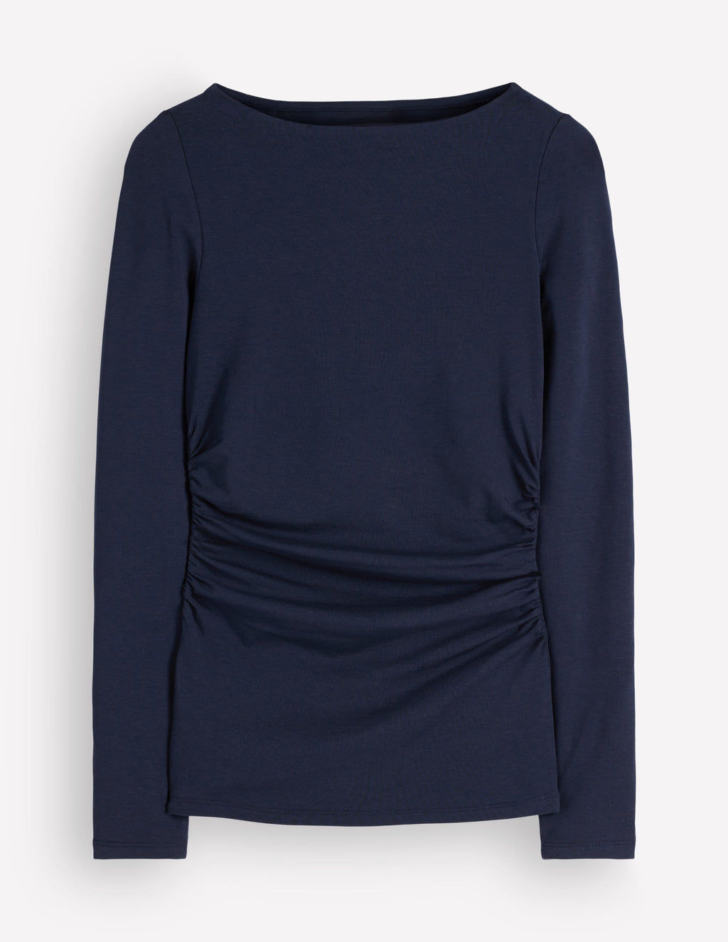 Ruched Long Sleeve Top-Navy
