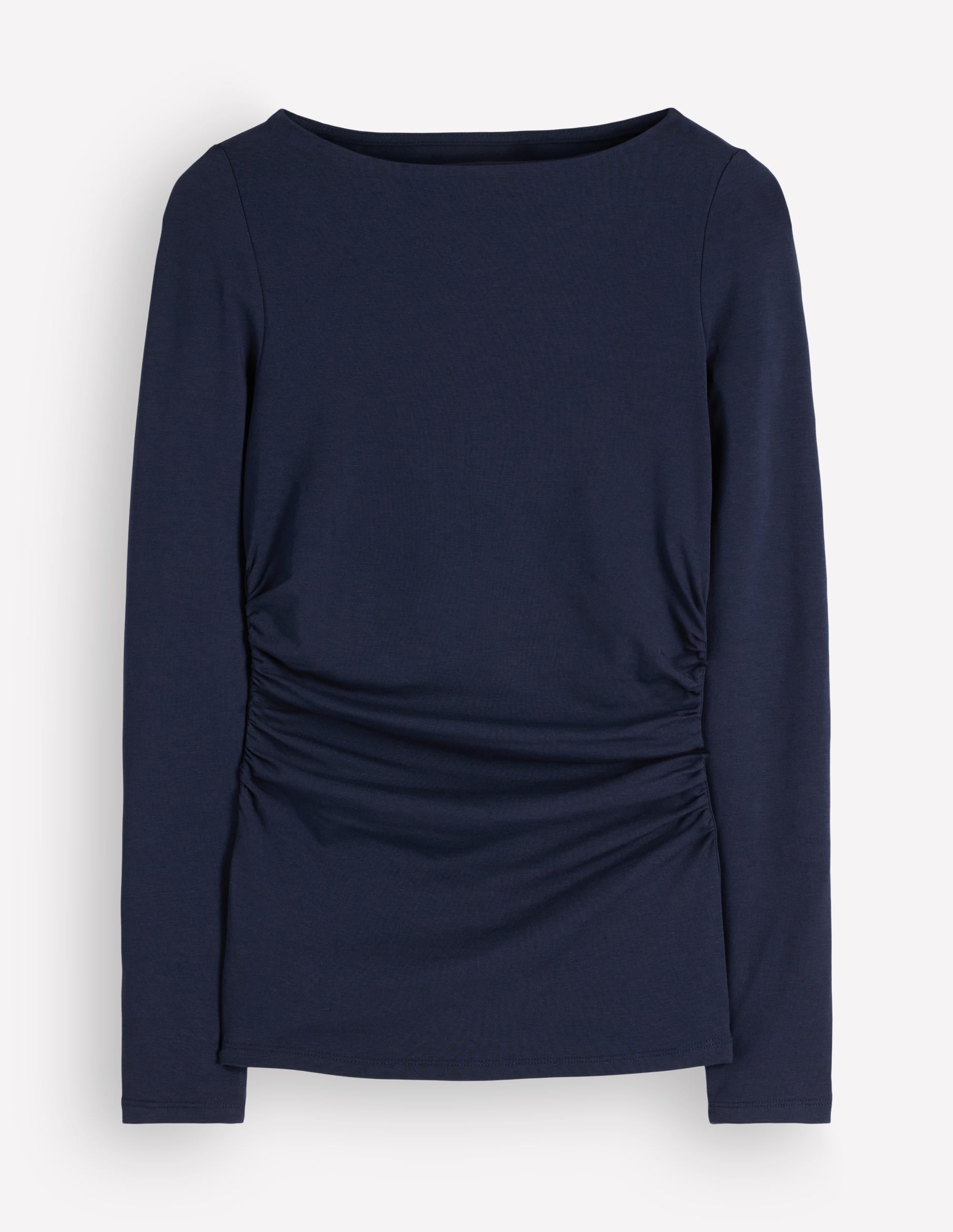 Ruched Long Sleeve Top-Navy