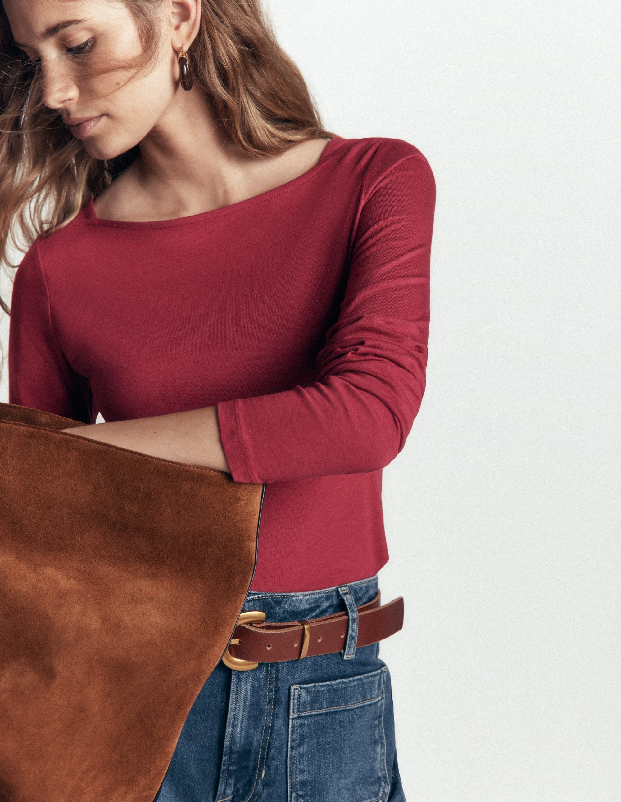 Supersoft Square Neck Top-Rich Chestnut
