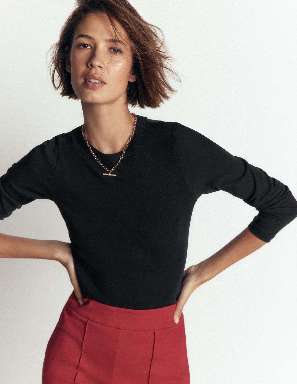 Essential Crew Neck Top-Black
