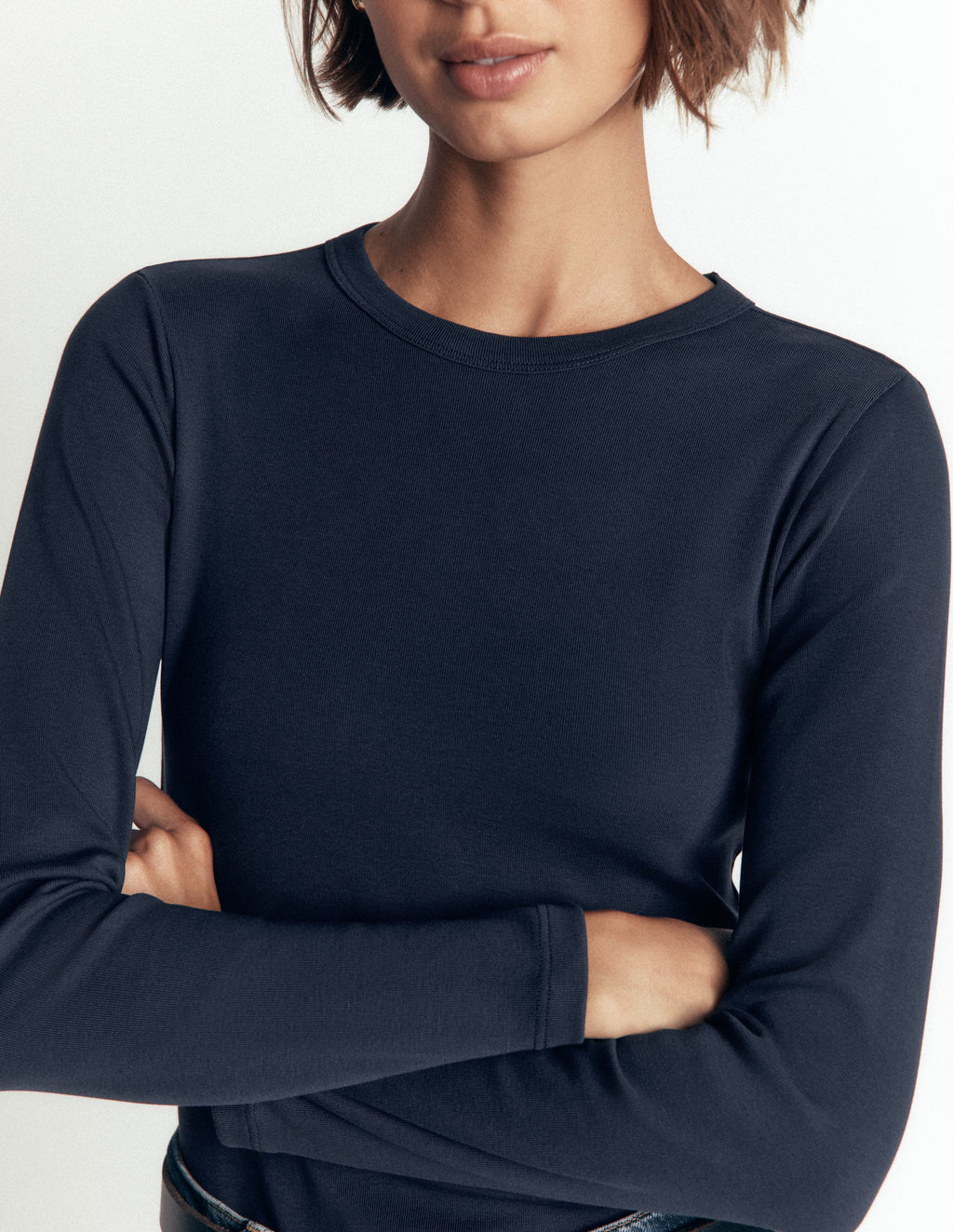 Essential Crew Neck Top-NAVY
