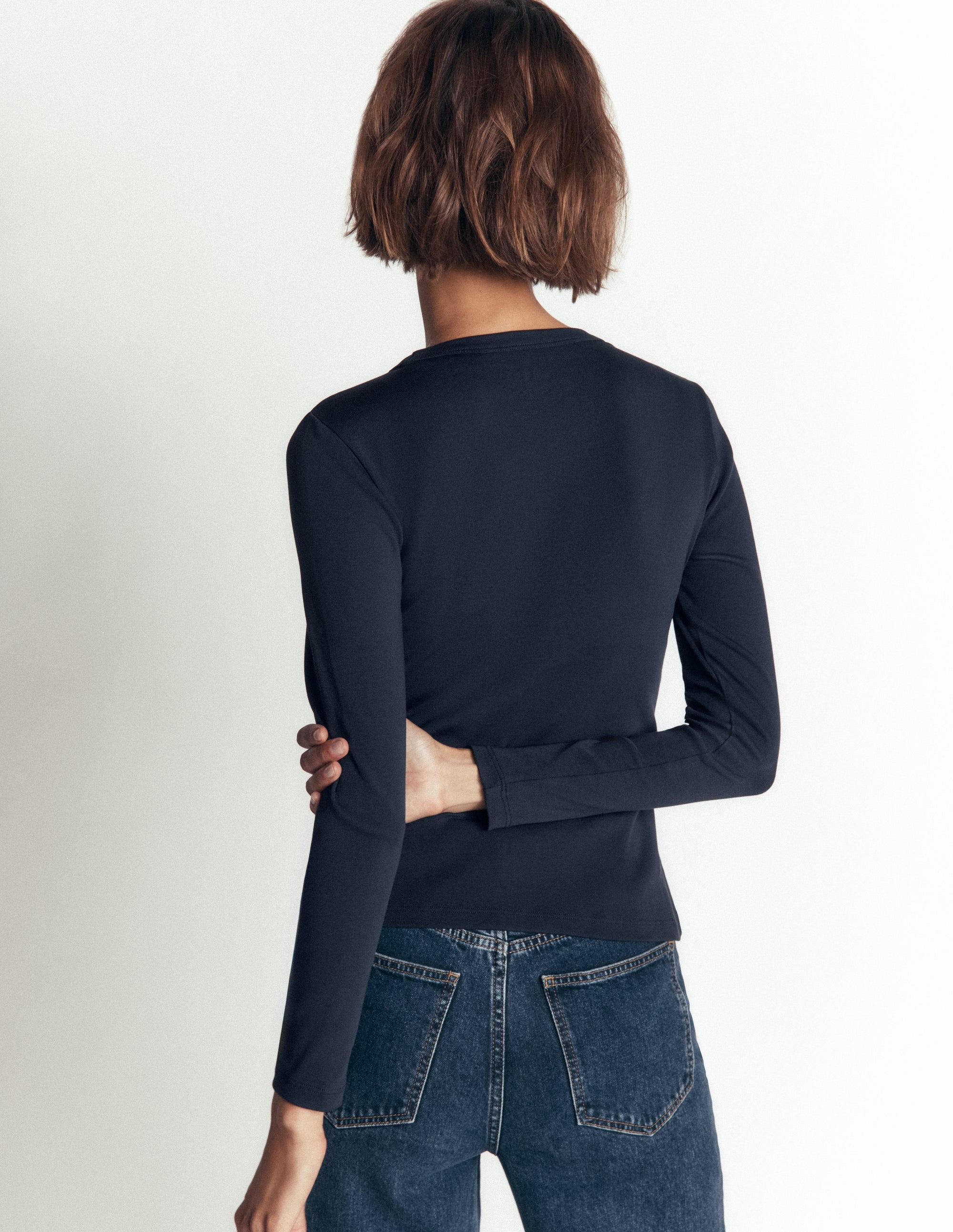 Essential Crew Neck Top-NAVY