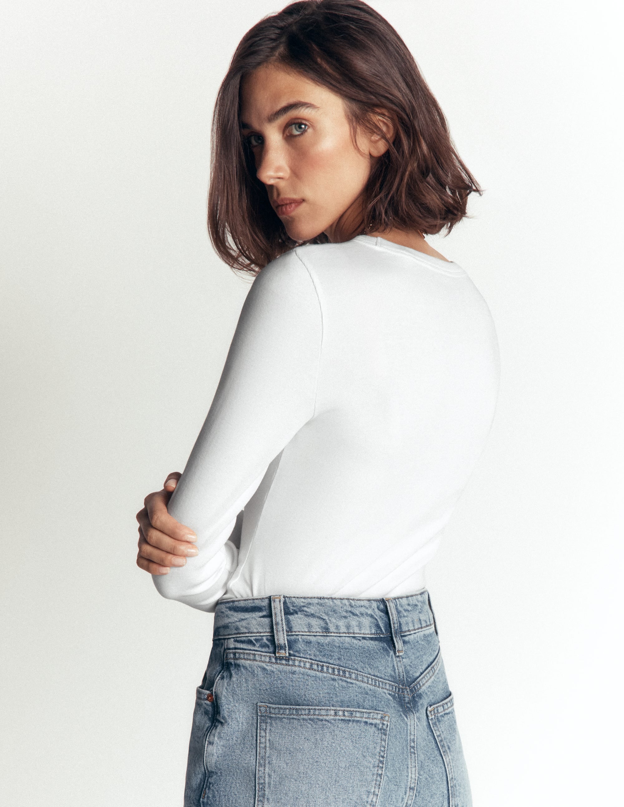 Essential Crew Neck Top-White