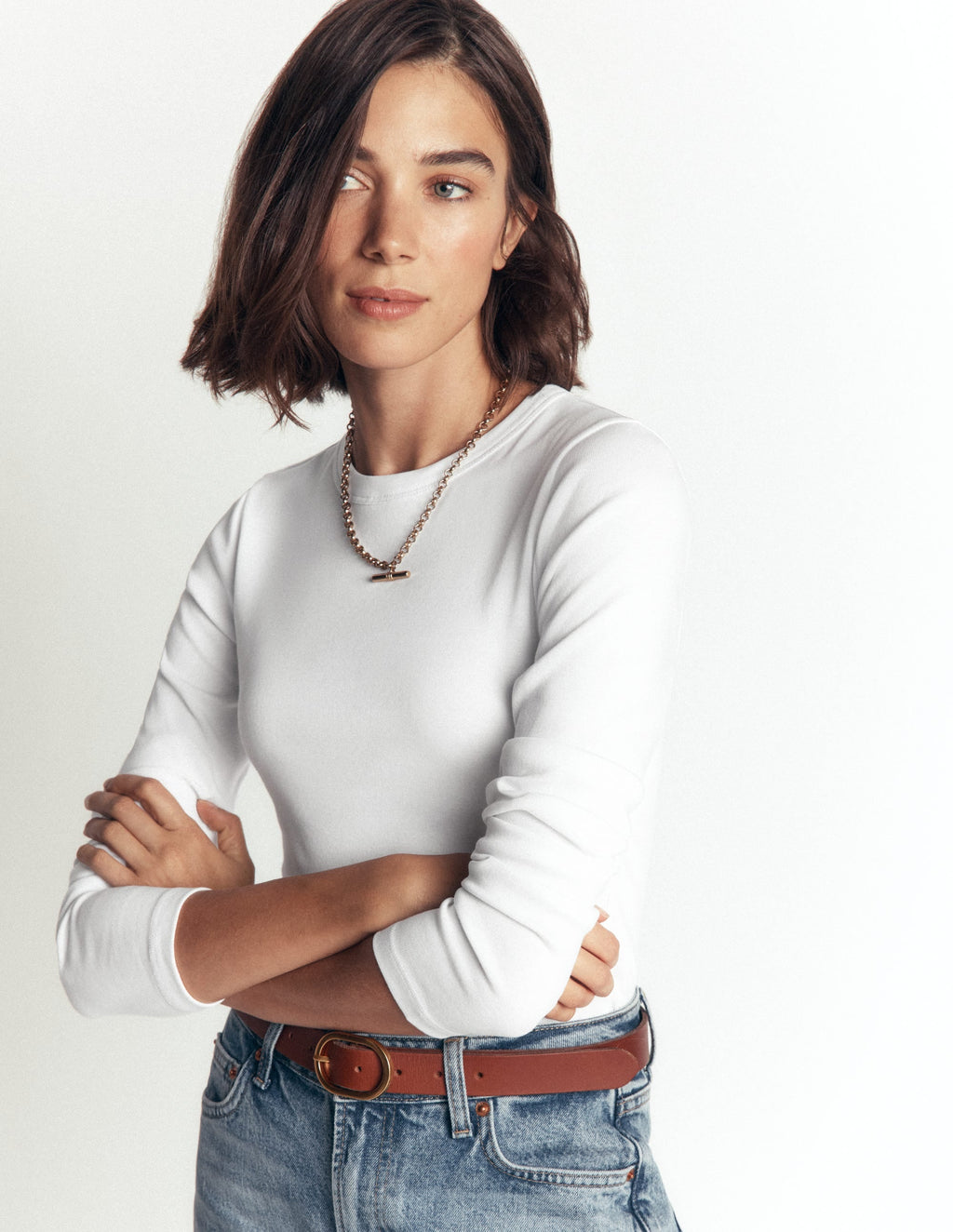 Essential Crew Neck Top-White