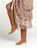 Straight Leg Heeled Boot-Golden Brown